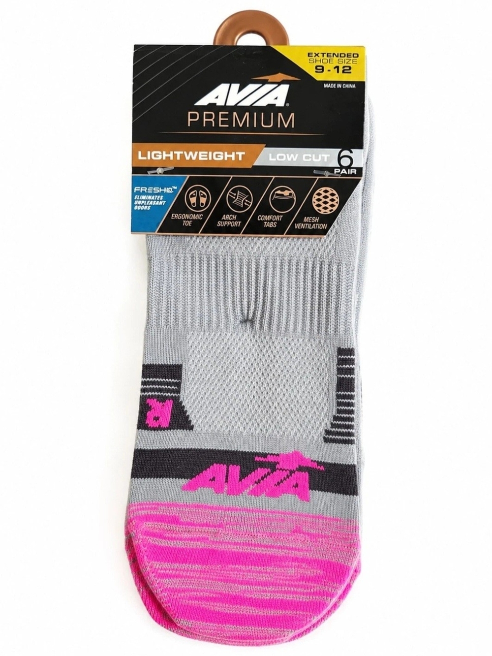 Avia Premium Women's Lightweight Low Cut Socks 6 Pair Shoe Size 9-12 NWT